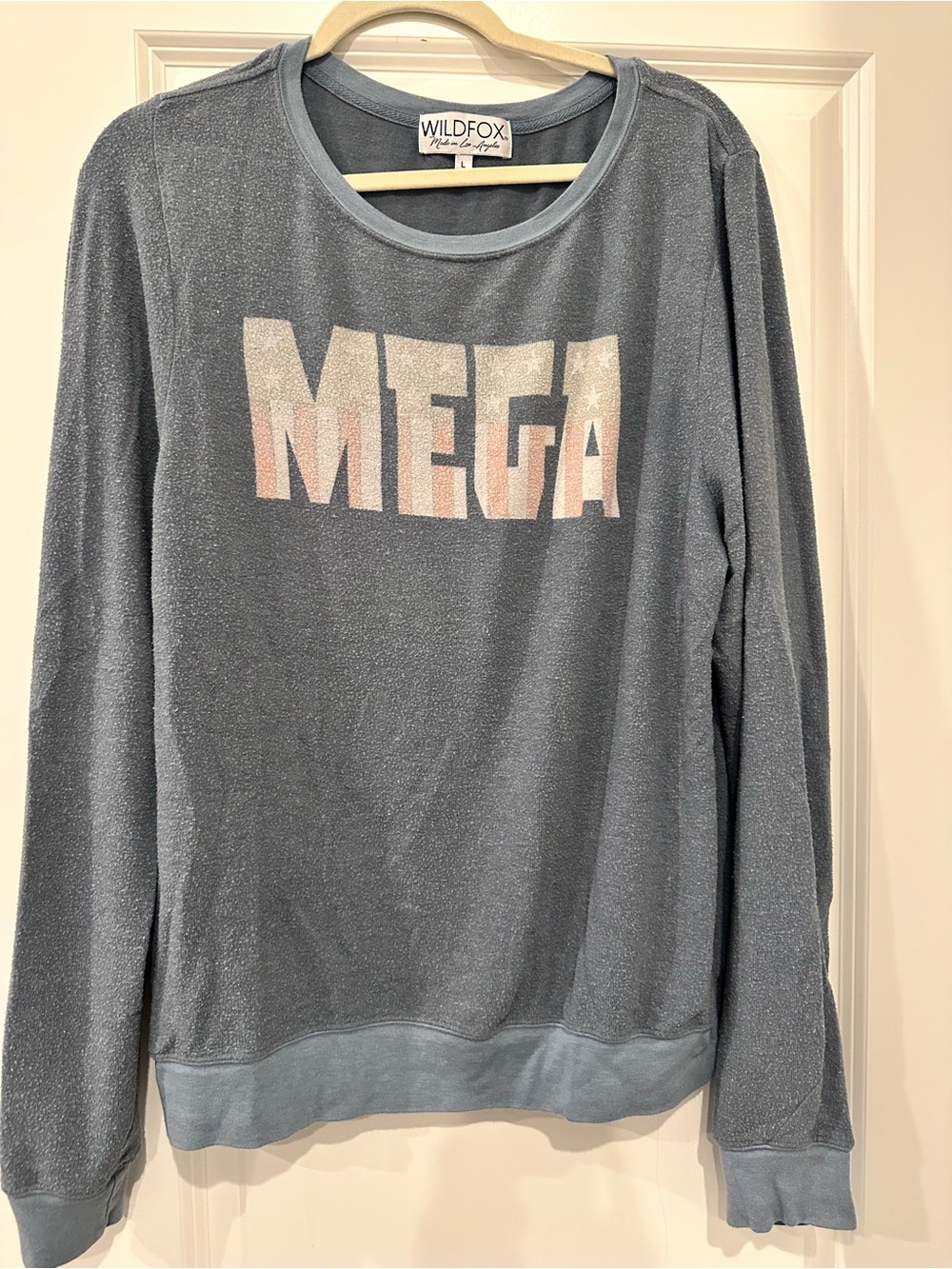 Wildfox Dusty Blue 'MEGA' Glitter Pullover Sweater